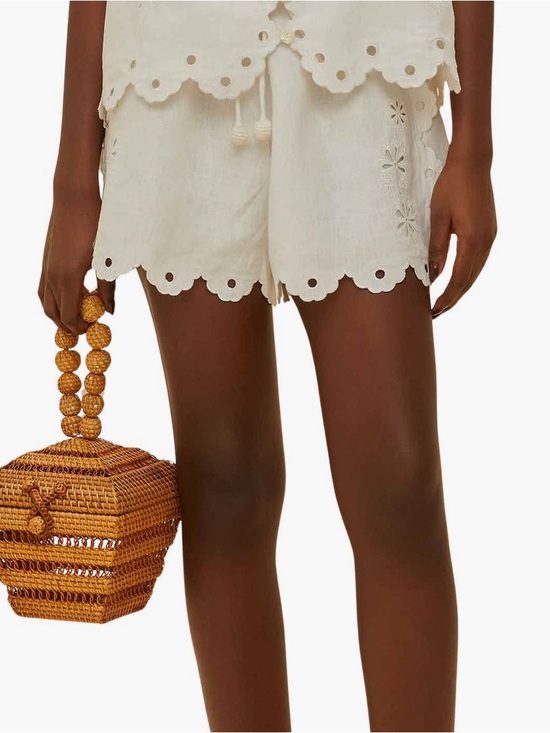 FARM Rio Pants - NWT Farm Rio 100% Linen White Eyelet Shorts Size S
